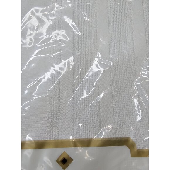 New Bardwil Linens Classic Stripe Tablecloth 60" X 84" Oblong Scotchgard White - Picture 7 of 8